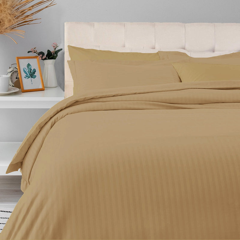 Breton Mellow - Satin Stripe Duvet Cover (Taupe)-1