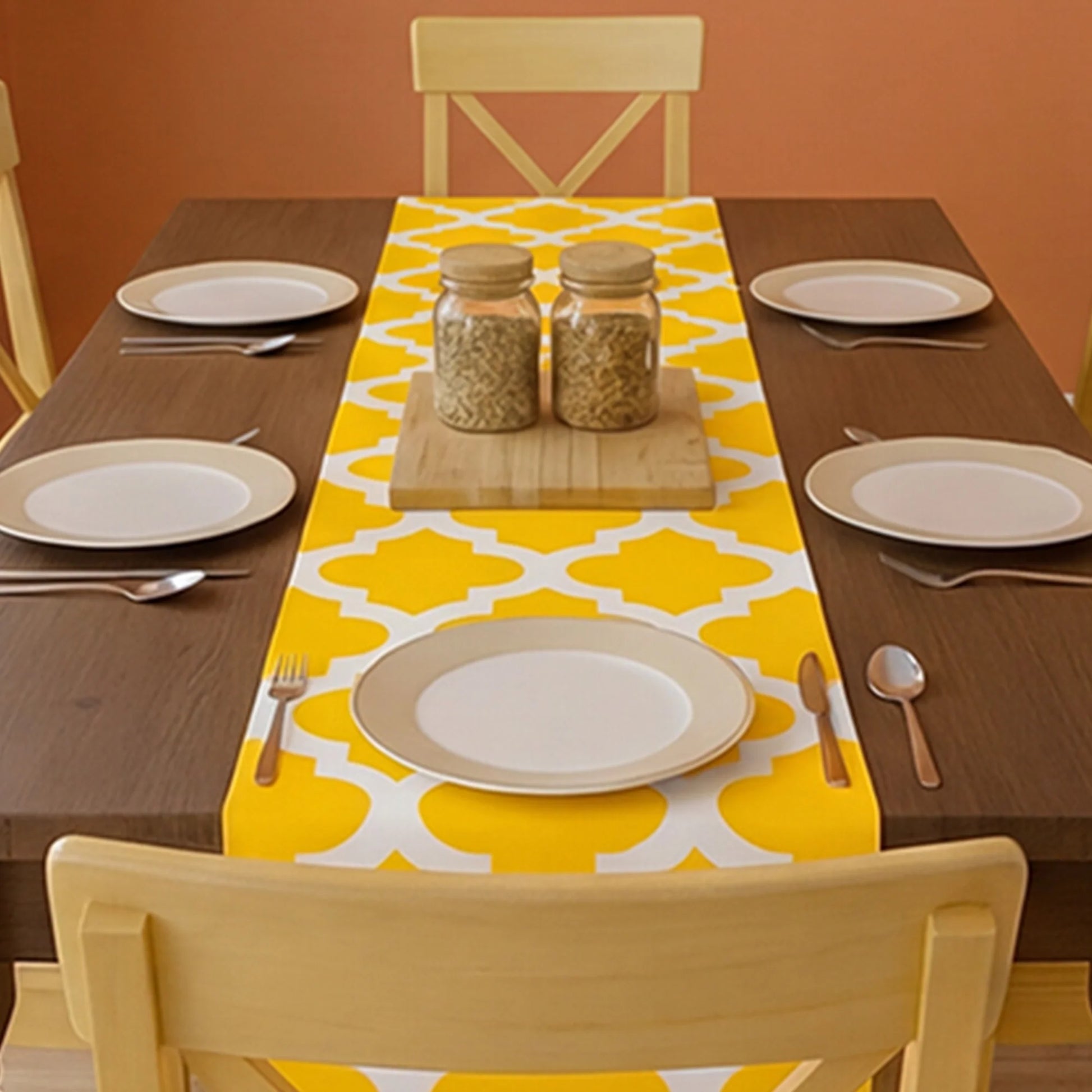 Imprimer Quatrefoil - Printed Dining Table Runner (Yellow)-2