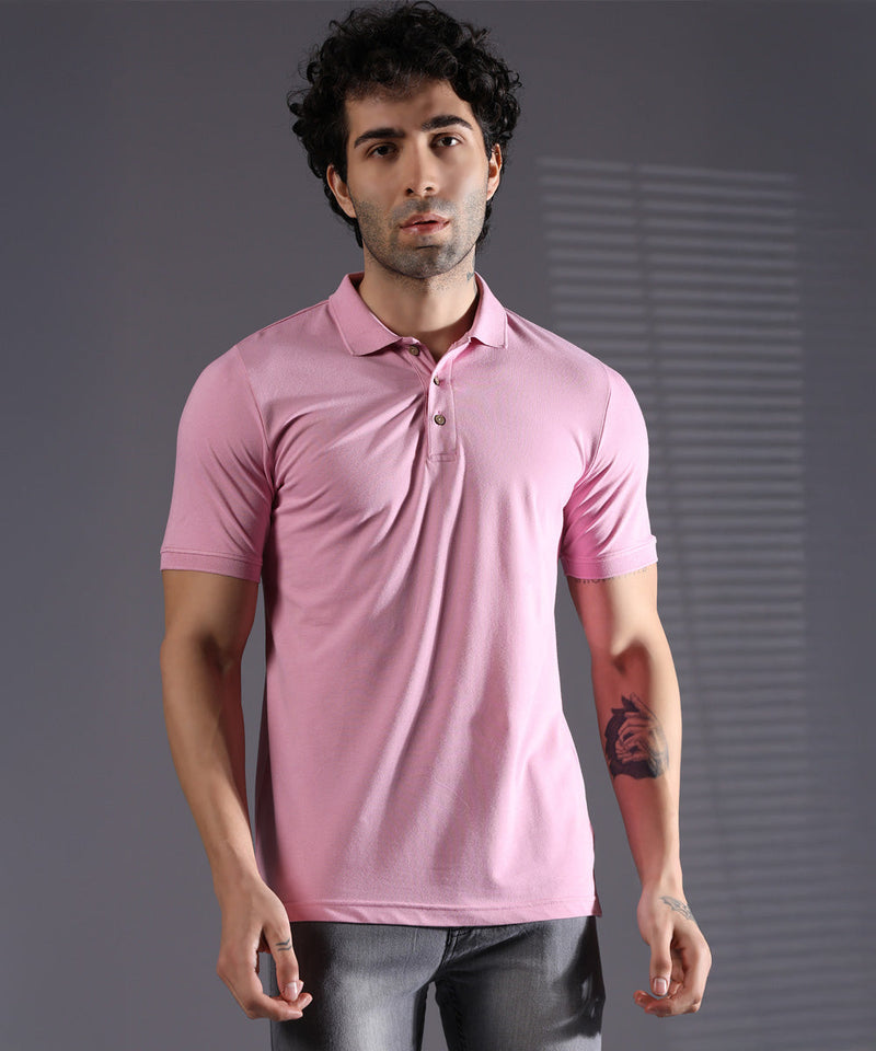 Naturefab Men’s Organic Bamboo Polo Tshirt Ultimate Pink-1