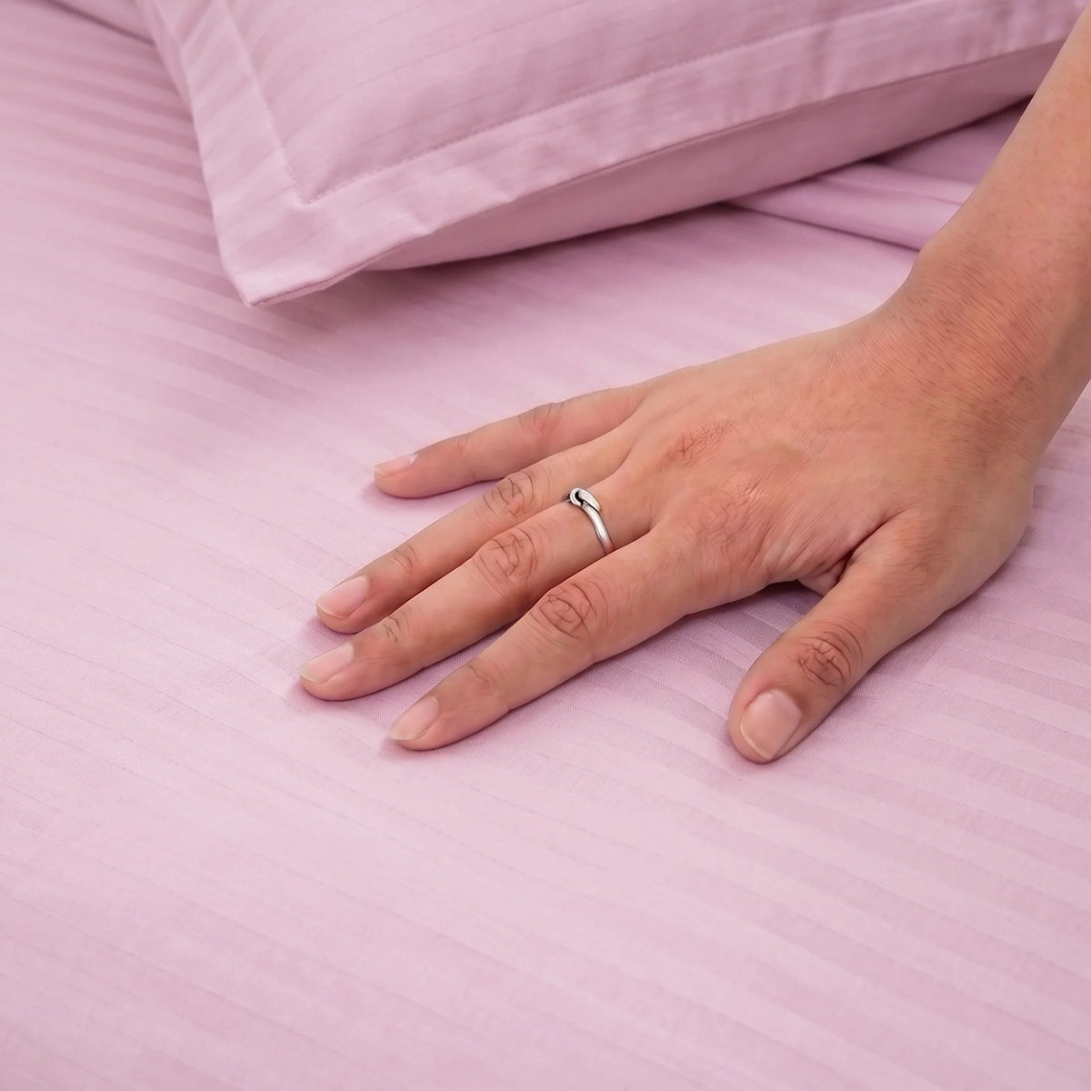 Breton Mellow - Satin Stripe Duvet Cover (Baby Pink)