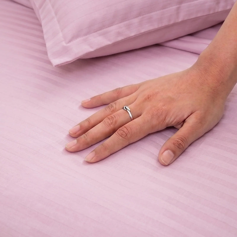 Breton Mellow - Satin Stripe Duvet Cover (Baby Pink)-2