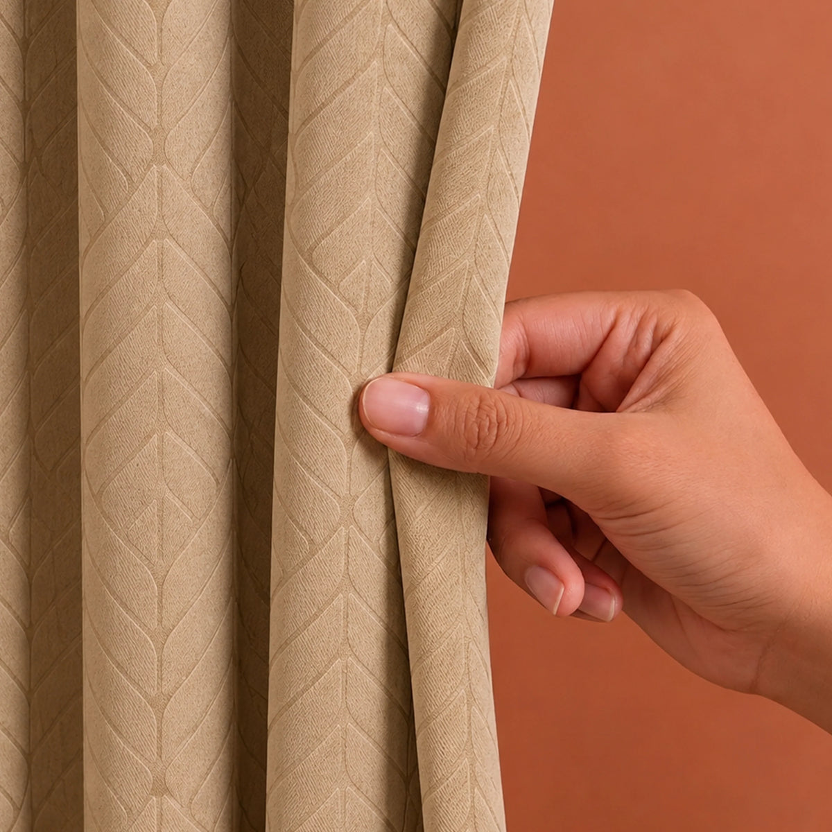 Fort Essential Embossed - Rod Pocket Black Backing Blackout Curtain (Beige)