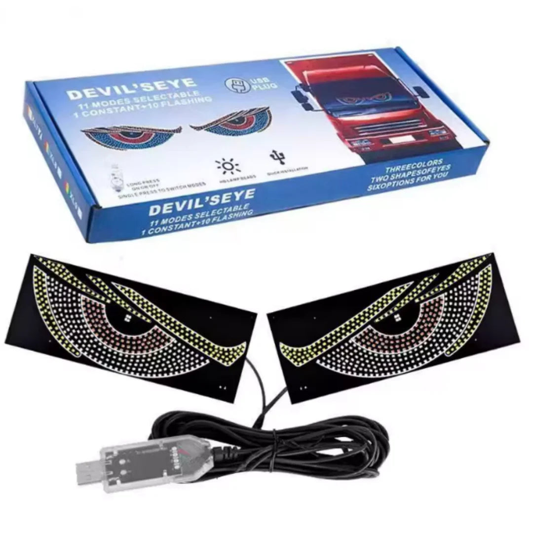 LED Matrix Pixel Panel Display Screen Flexible RGB USB Car Windshield Devil Eyes Lights for Car Truck Off-road SUV