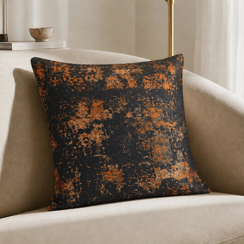 Abstract Pattern Quilted Cushion Cover (Black & Mustard)-2