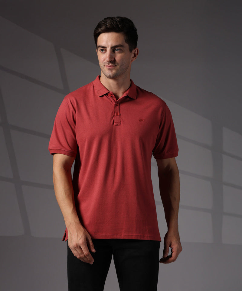 Naturefab Men’s Organic Bamboo Polo Tshirt Earth Red-1