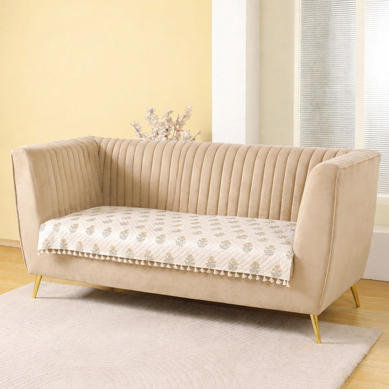 Meadow Bloom - Printed Sofa Cover (White)-9
