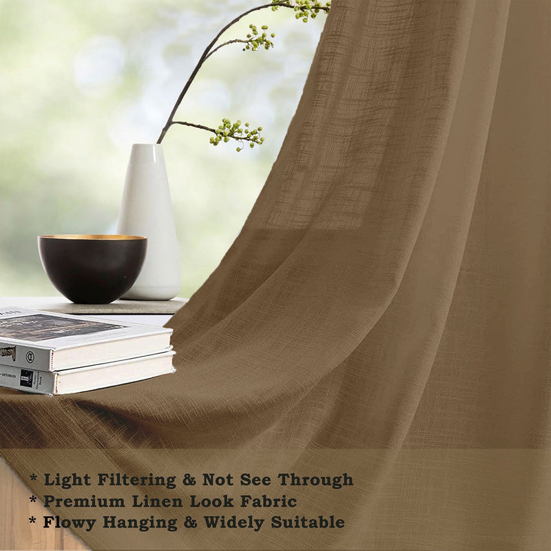 Fort Absolute - Back Tab Sheer Curtain (Dark Brown)-4