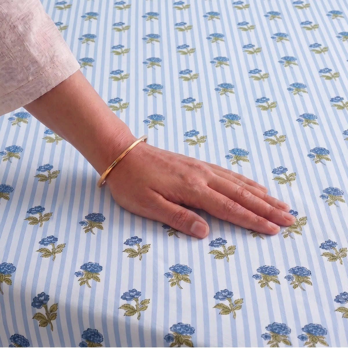 Soft Serenade - Floral Bedsheet (Blue)