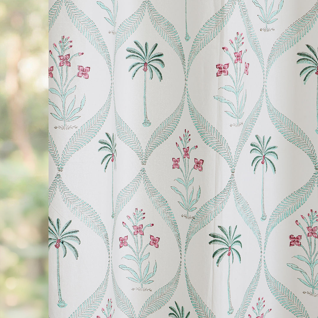 Island Trellis Eyelet Handblock Printed duck Curtain-5