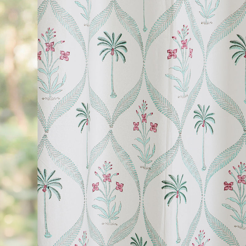Island Trellis Eyelet Handblock Printed duck Curtain-5