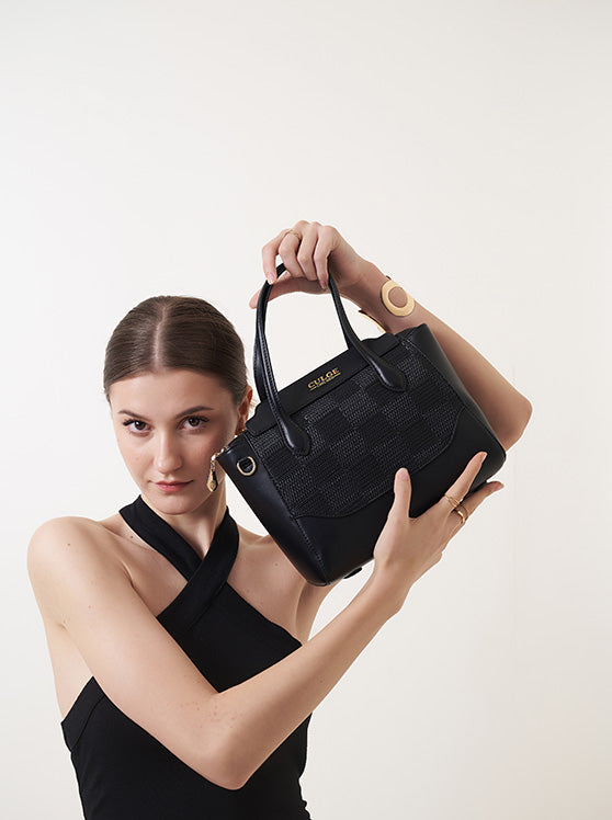 Culge Chicago "The Millennium" Checker-Mesh Satchel – Matte Onyx-8