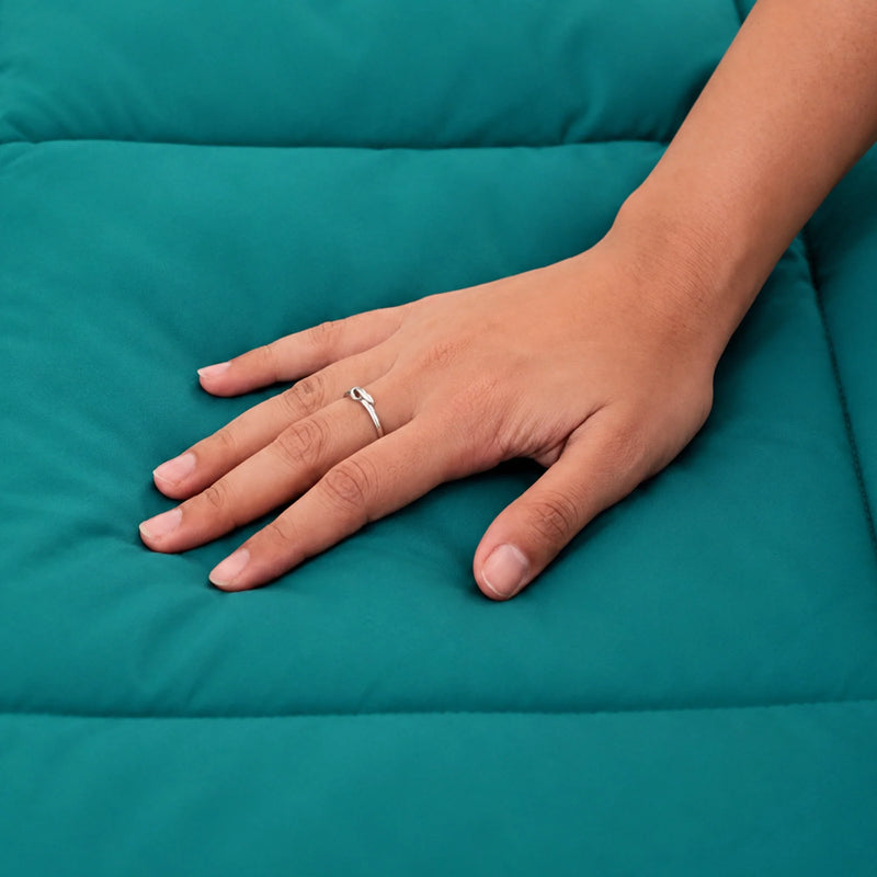 Fort - Box Stitch Duvet Comforter (Teal & Light Grey)-2