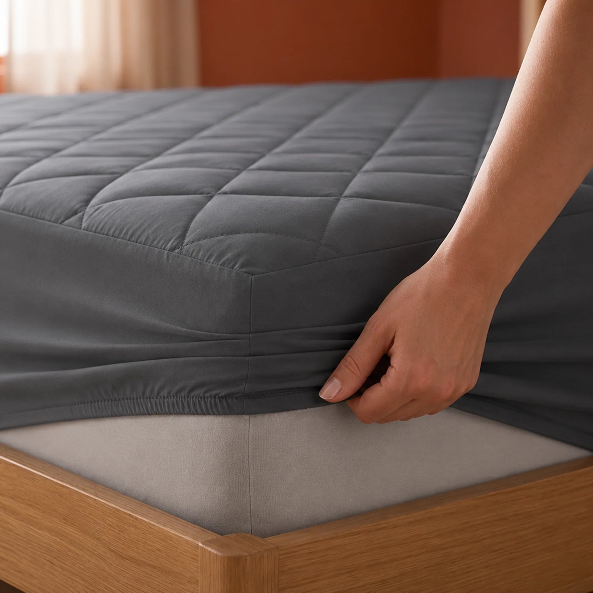 Ombre - Pure Shield Solid Quilted Mattress Protector (Grey)-2