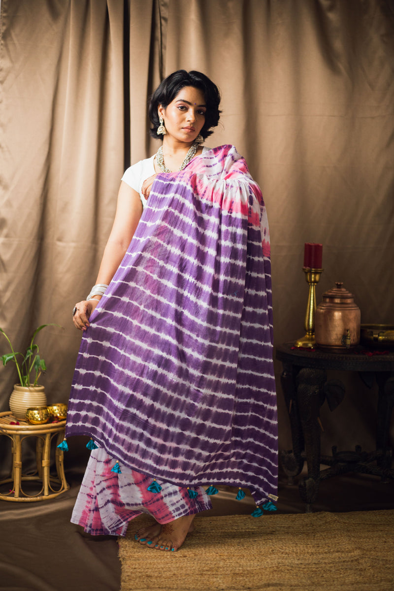 Cotton Mul Tie Dye Saree Berry Bloom-2