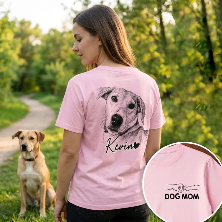 Pet Portrait T-Shirt | Custom Sketch Tee with Pet Name-2