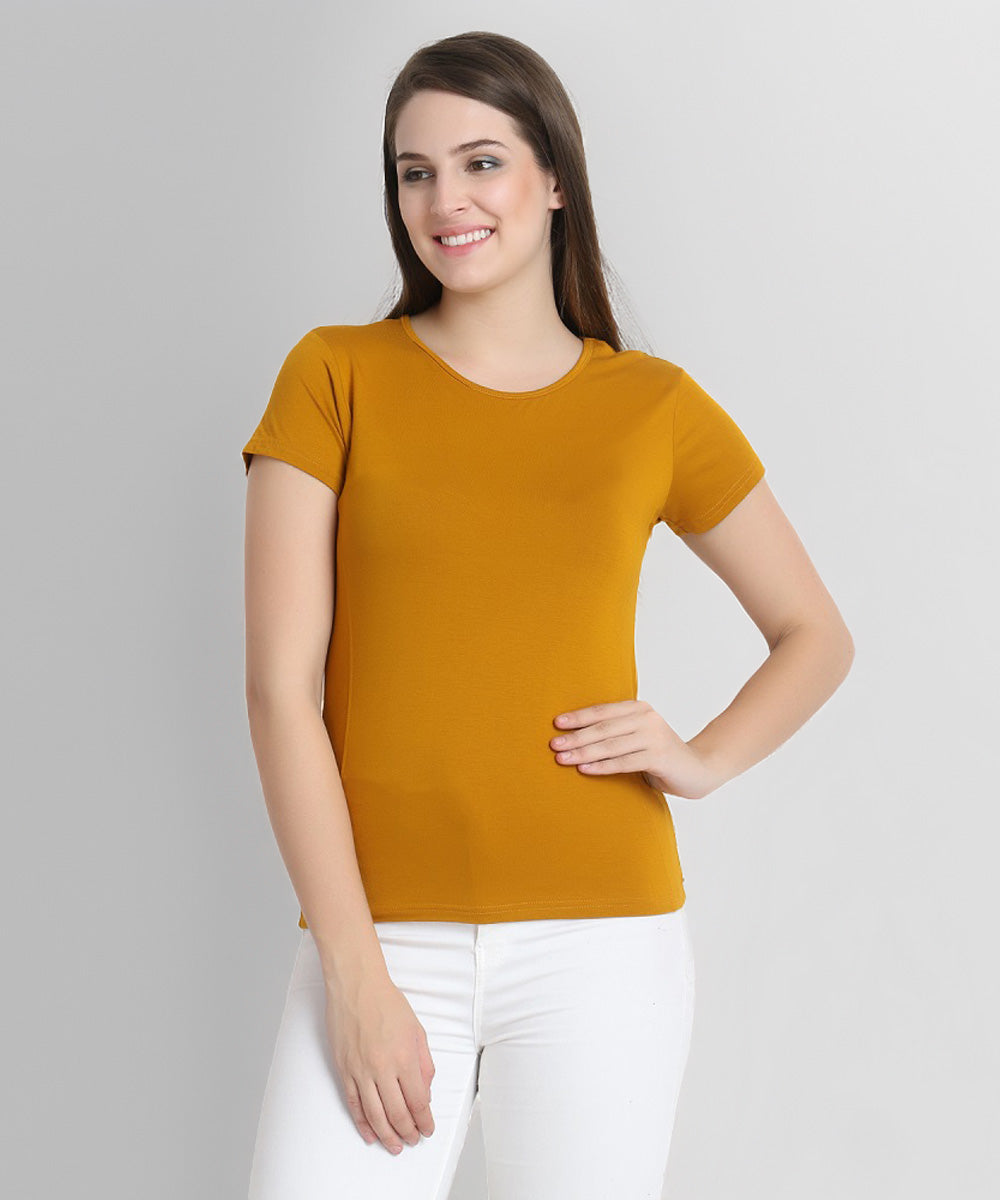 Naturefab Women's Organic Bamboo Tshirt Mustard-1