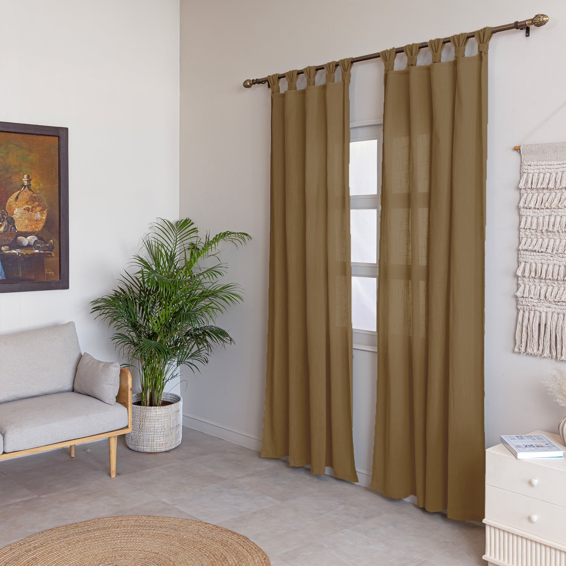Fort Absolute - Twist Tab Top Sheer Curtain (Dark Brown)