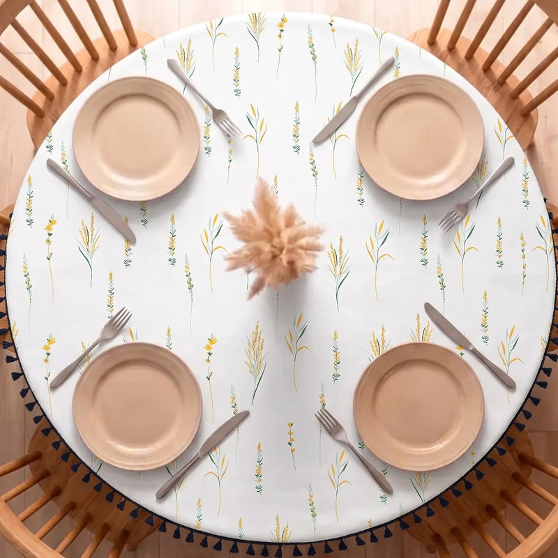 Cotton Leafscape Dining Table Cover (Yellow & Green)-5