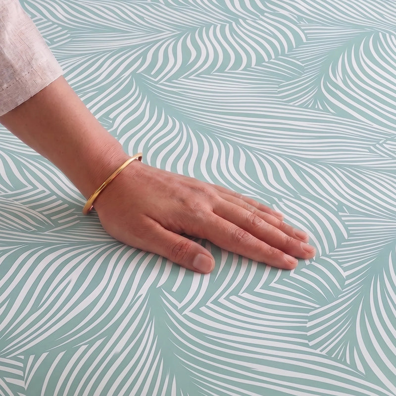 Mint Green Feather - Bedsheet (Green & White)-2