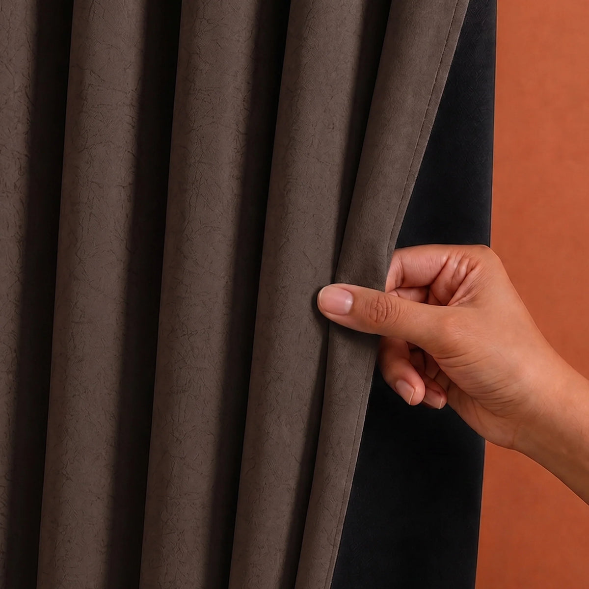 Fort Essential Abstract - Rod Pocket Black Backing Blackout Curtain (Brown)