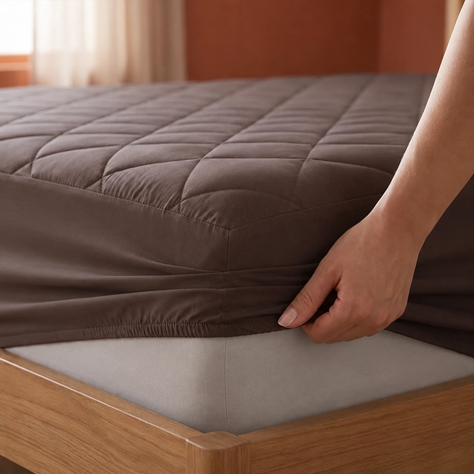 Ombre - Pure Shield Quilted Mattress Protector (Brown)-2