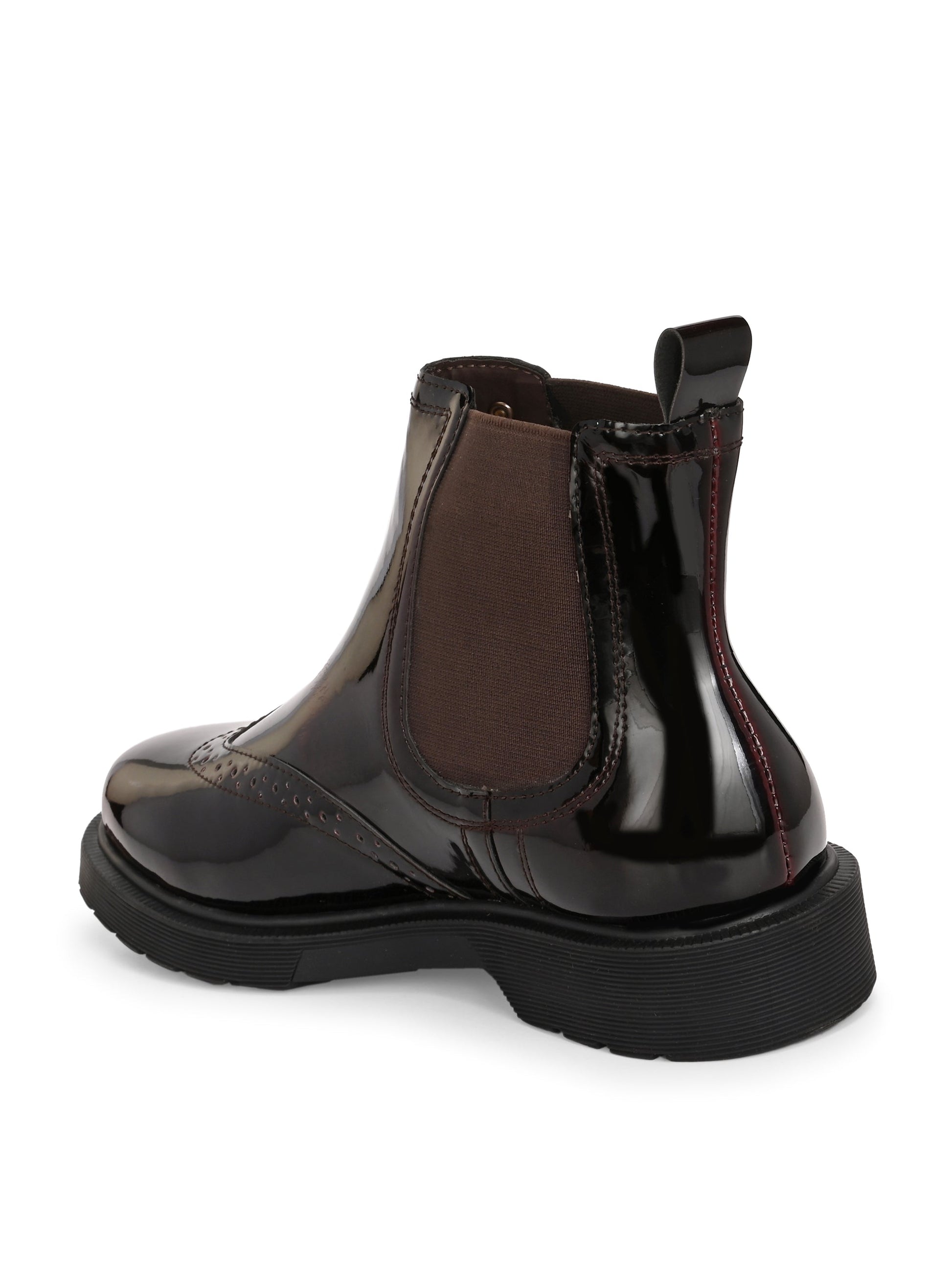 El Paso Women Wine Faux Leather Casual Chelsea Boots-3