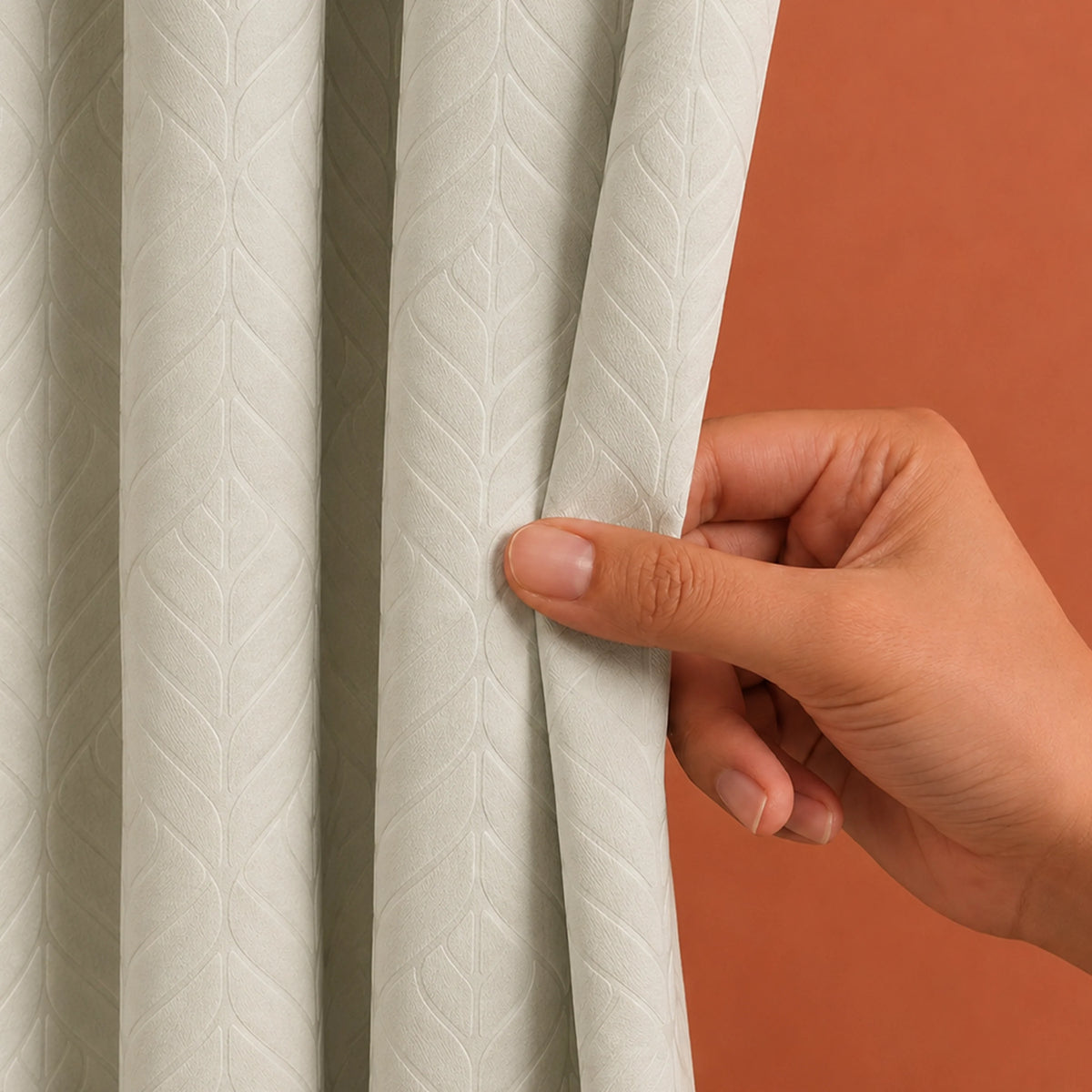Fort Essential Embossed - Eyelet Black Backing Blackout Curtain (Off White)
