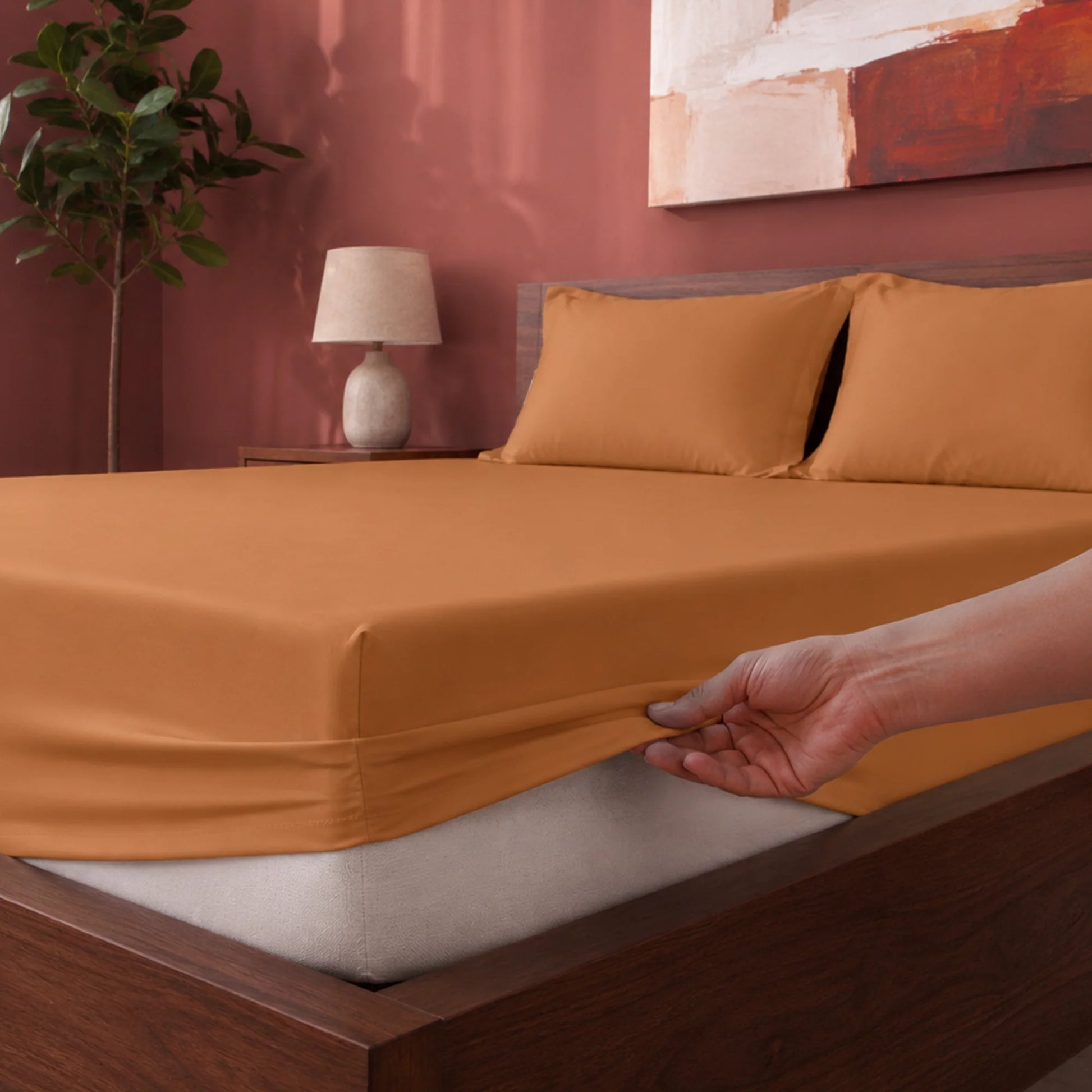 Fort Sublime - Solid Fitted Bedsheet (Taupe)-2