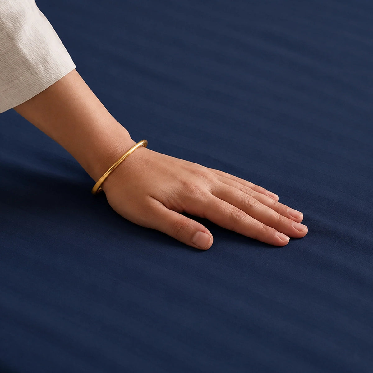 Breton Nap - Satin Stripes Bedsheet (Dark Blue)