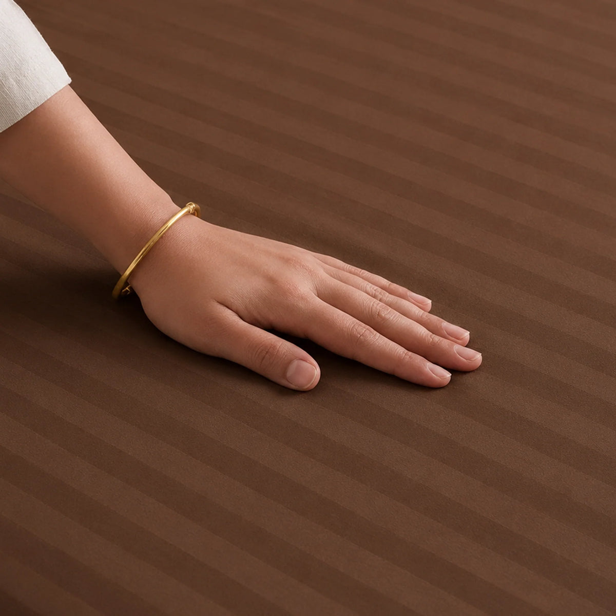 Breton Nap - Satin Stripes Bedsheet (Brown)
