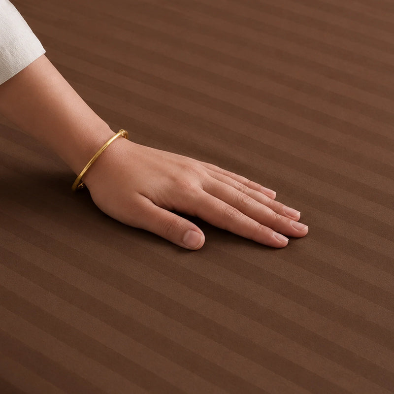 Breton Nap - Satin Stripes Bedsheet (Brown)-2