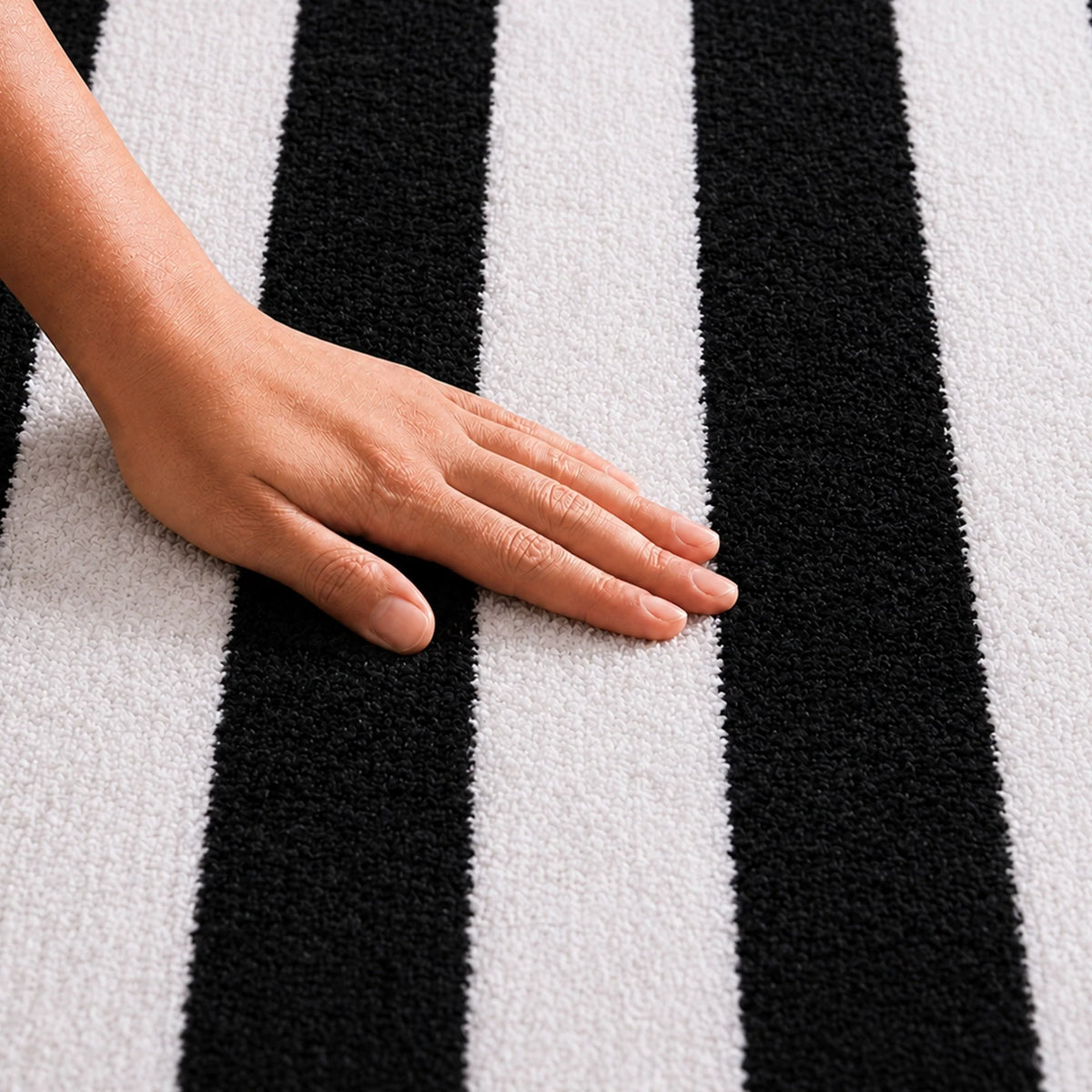 Breton Shadowplay - Plaid Rug (Black & White Stripe)