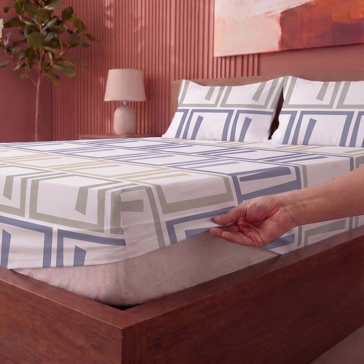 Imprimer Modern Maze - Printed Fitted Sheet