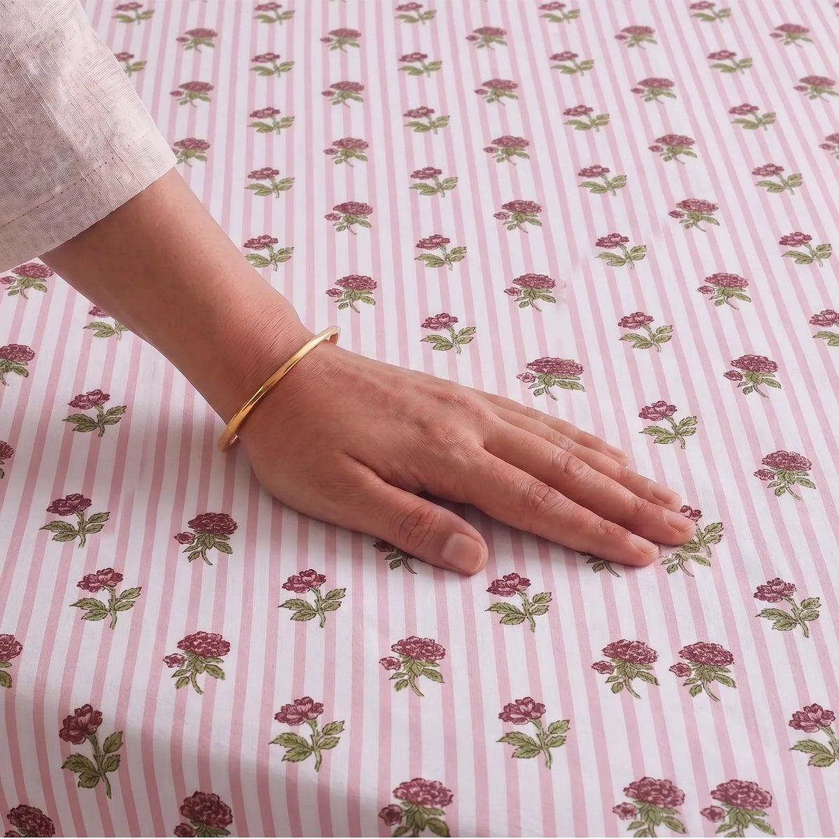 Soft Serenade - Floral Bedsheet (Peach)-2