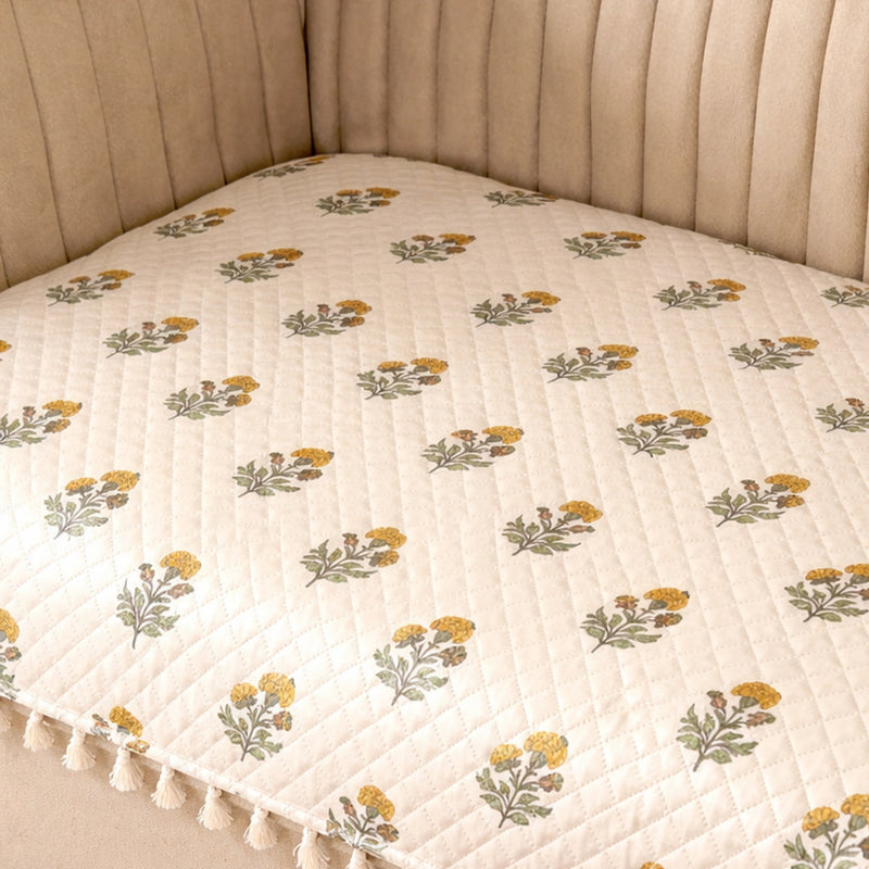 Meadow Bloom - Printed Sofa Cover (White)-6