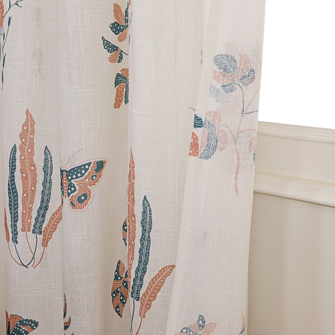 White Lunaria Garden Eyelet Printed Sheer Curtain-5