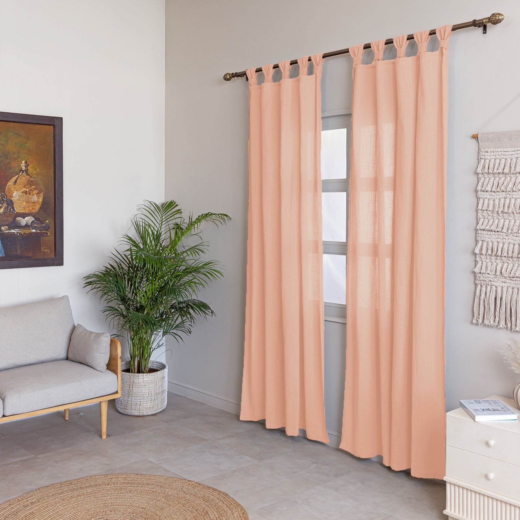 Fort Absolute - Twist Tab Top Sheer Curtain (Peach)