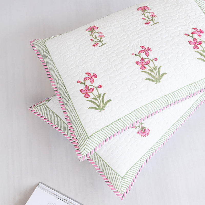 Floral Pink Quilted Pillow Covers-2