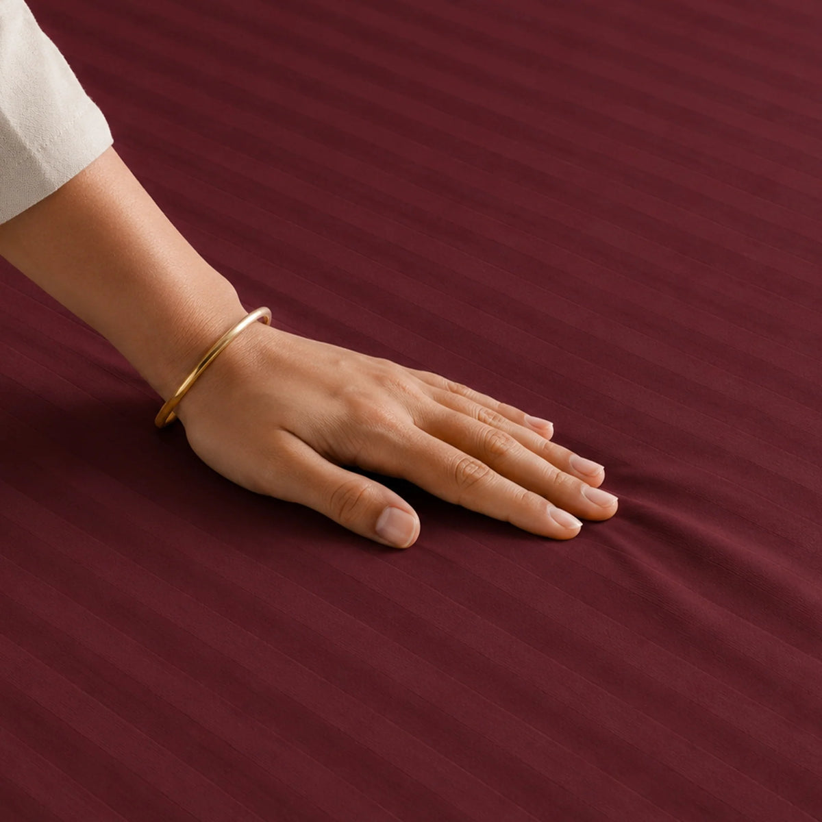 Breton Nap - Satin Stripes Bedsheet (Maroon)