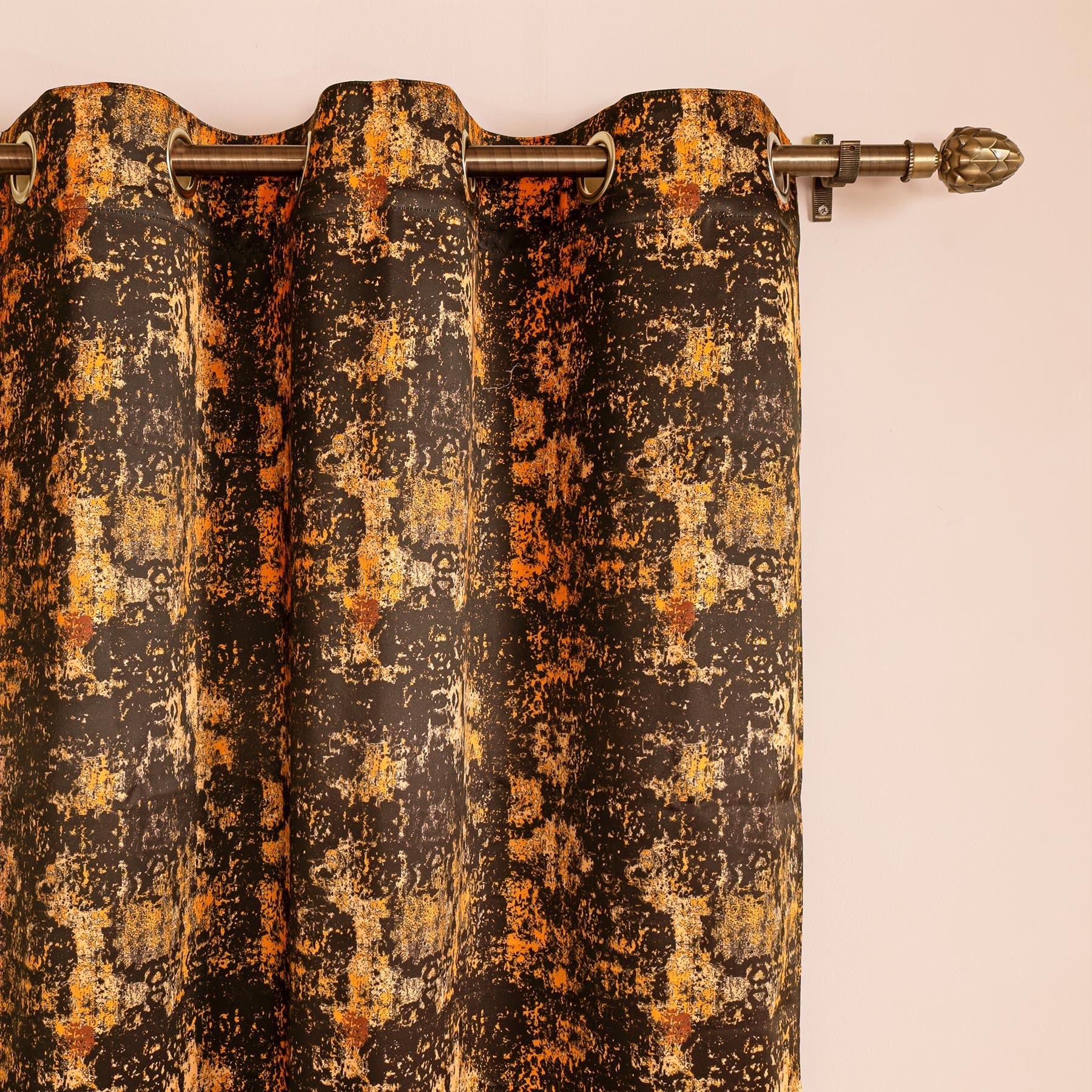 Imprimer Abstract - Digital Printed Blackout Curtain (Black & Mustard)