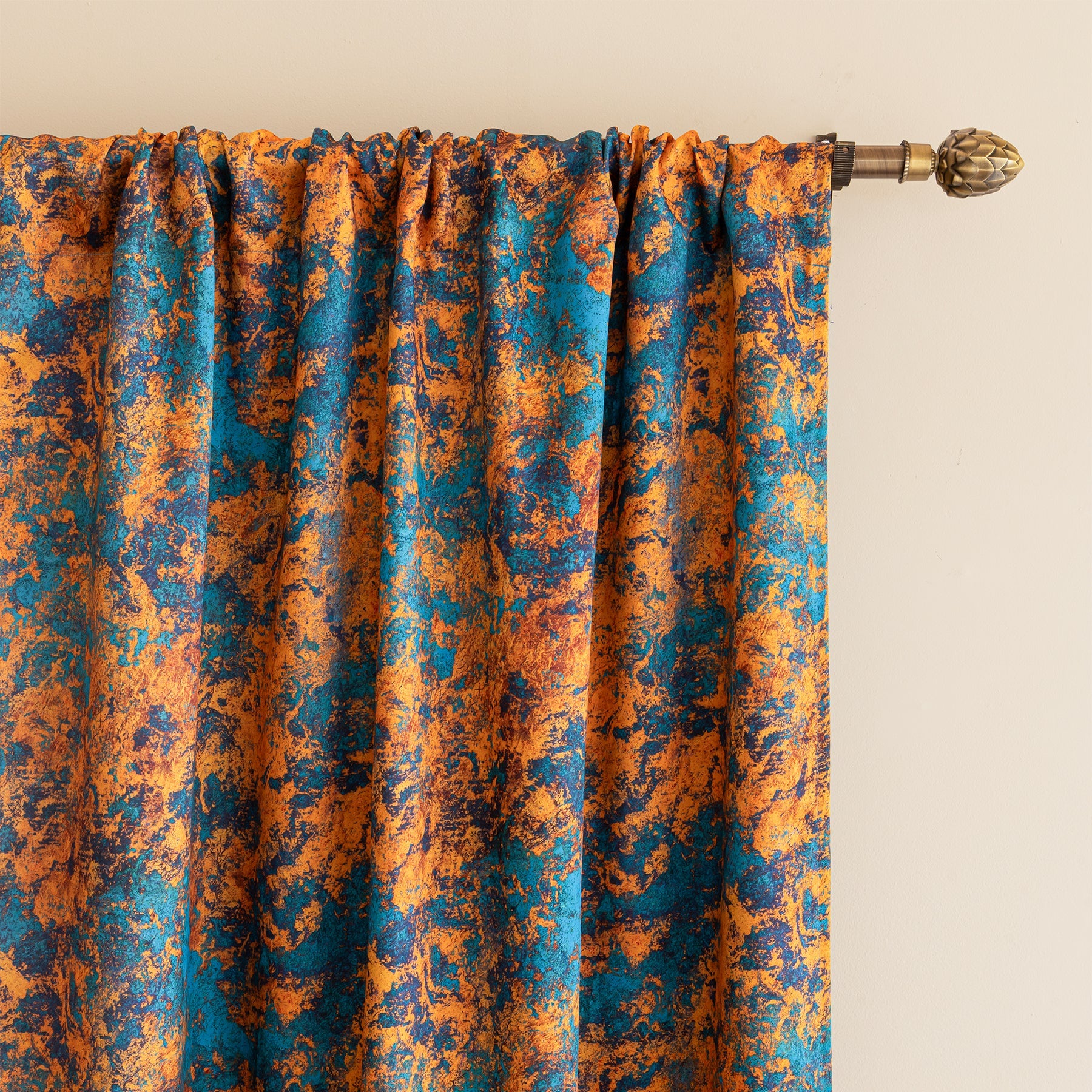 Imprimer Abstract - Rod Pocket DP Blackout Curtain (Turquoise & Mustard)-2