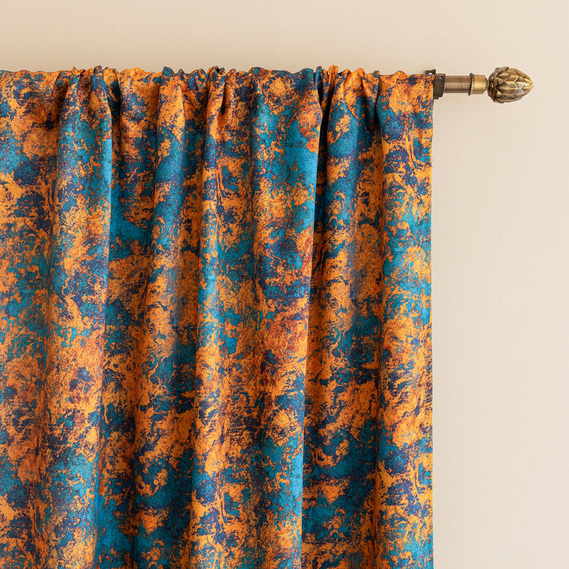 Imprimer Abstract - Rod Pocket DP Blackout Curtain (Turquoise & Mustard)-2