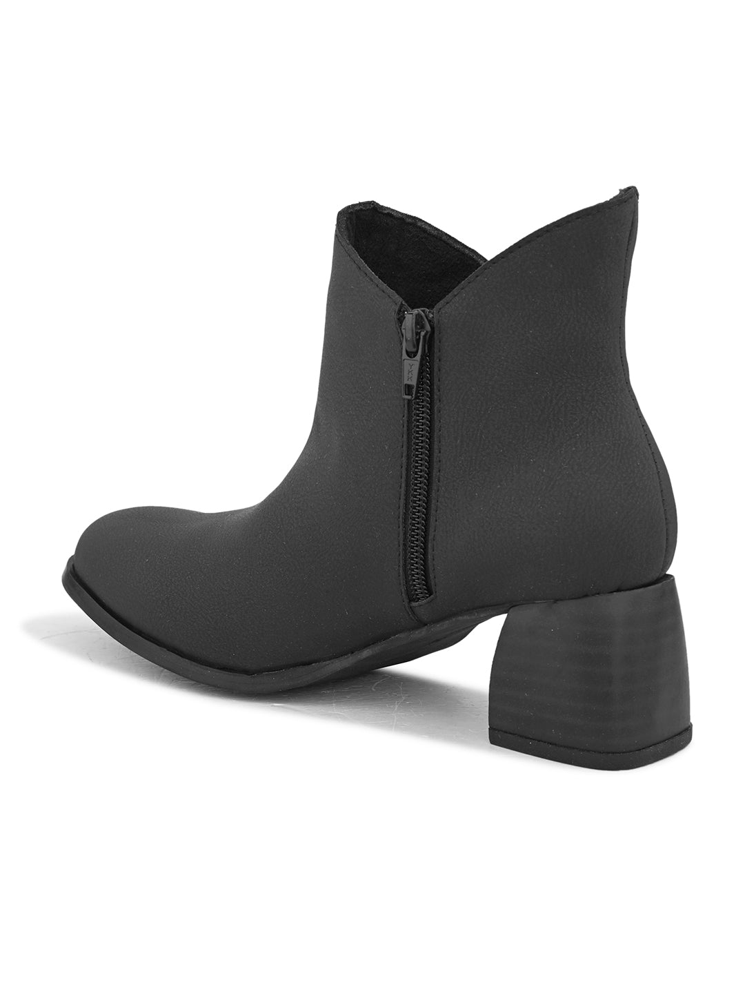 EL PASO Women Black Faux Leather Casual Chelsea Boots-4