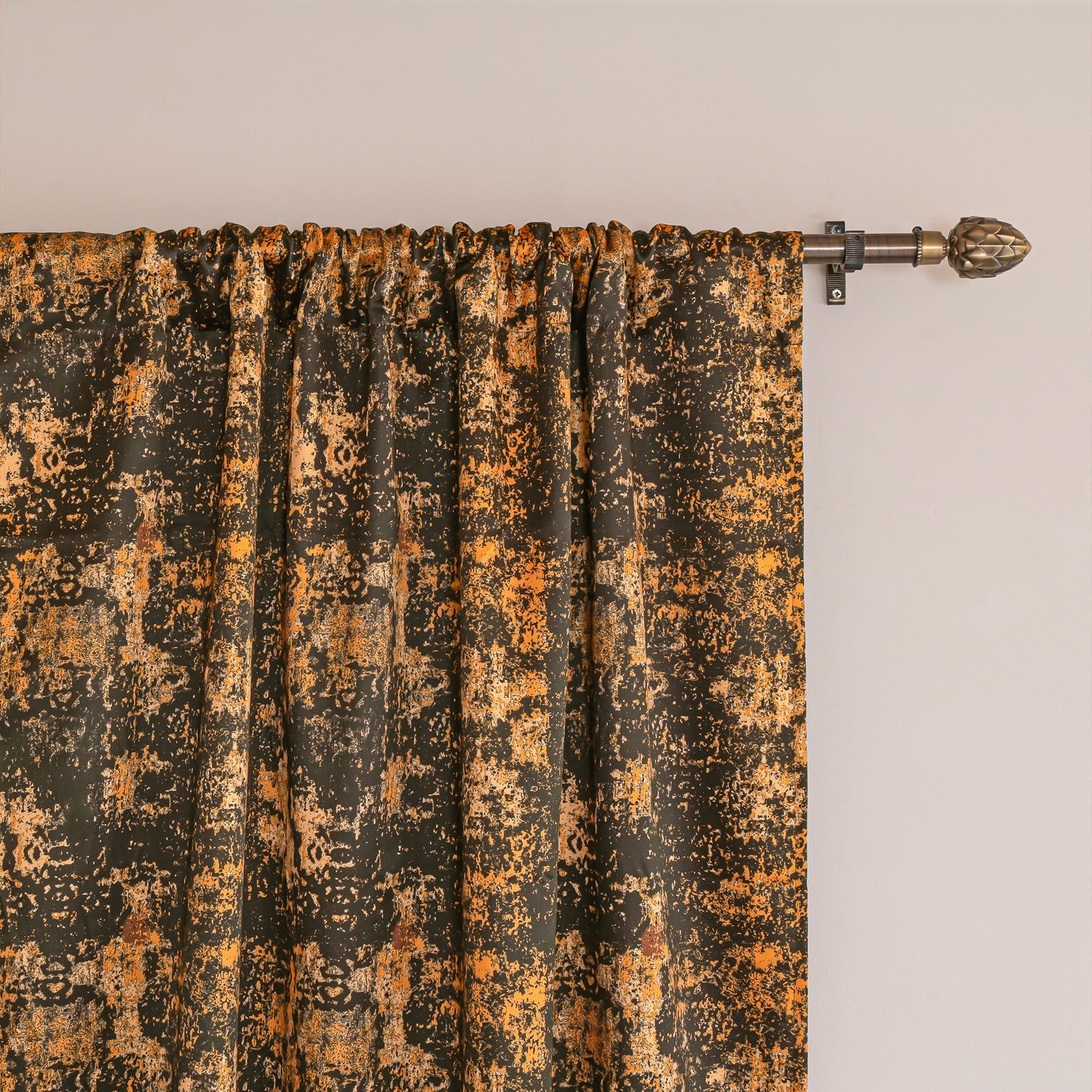 Imprimer Abstract - Rod Pocket DP Blackout Curtain (Black & Mustard)-2