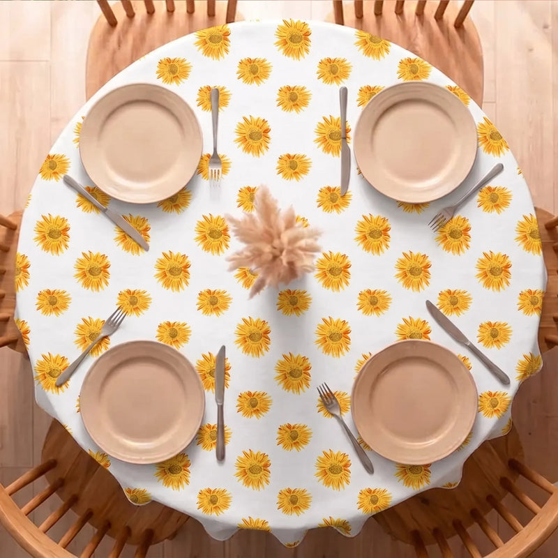 Cotton Sun Flower Print Dining Table Cover (Multicolor)-5