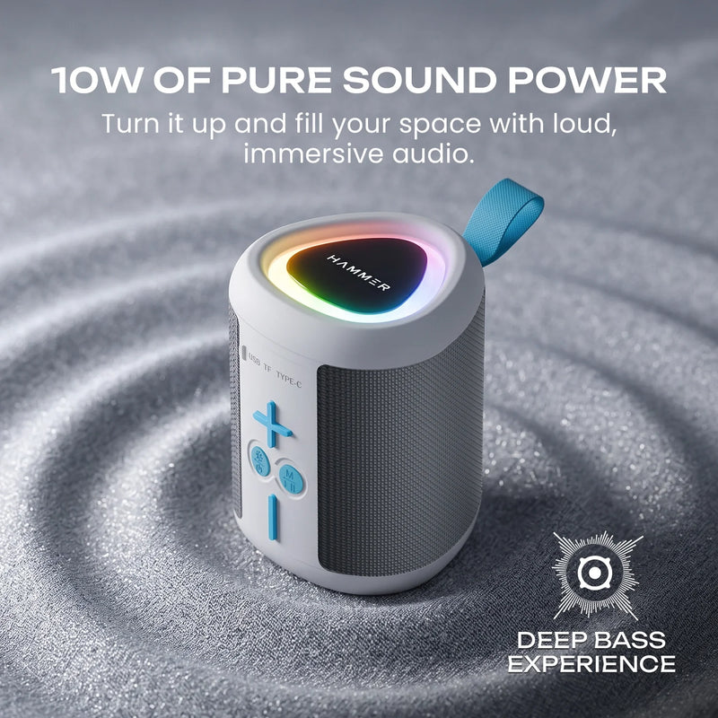 HAMMER Smash 2 10W Bluetooth Speaker, USB/TF/FM, TWS Function, Multi-Color LED Modes (White)-2