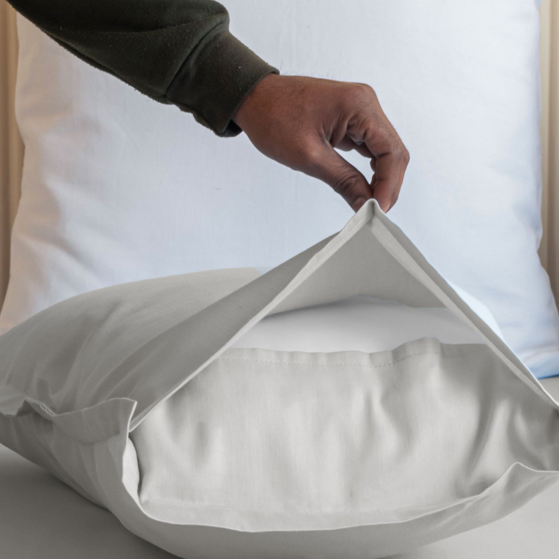 Fort Nightingale - Solid Pillow Cover (Grey) (Bedsheet Excluded)-3
