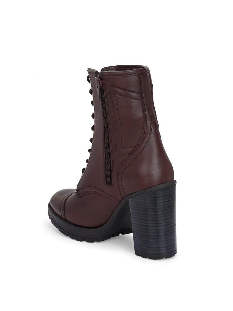 EL PASO Women Faux Leather Casual Lace Up Boots-10