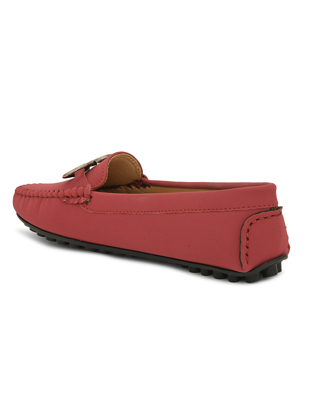 Women Solid Loafers With Metal Detailing-4