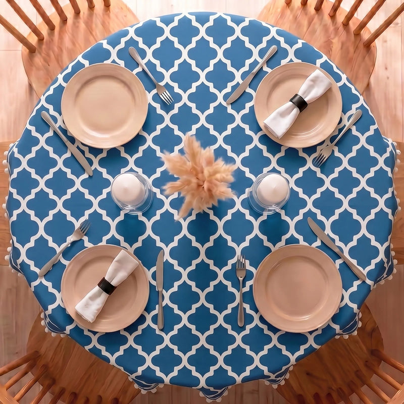 Cotton Quatrefoil Printed Dining Table Cover-5